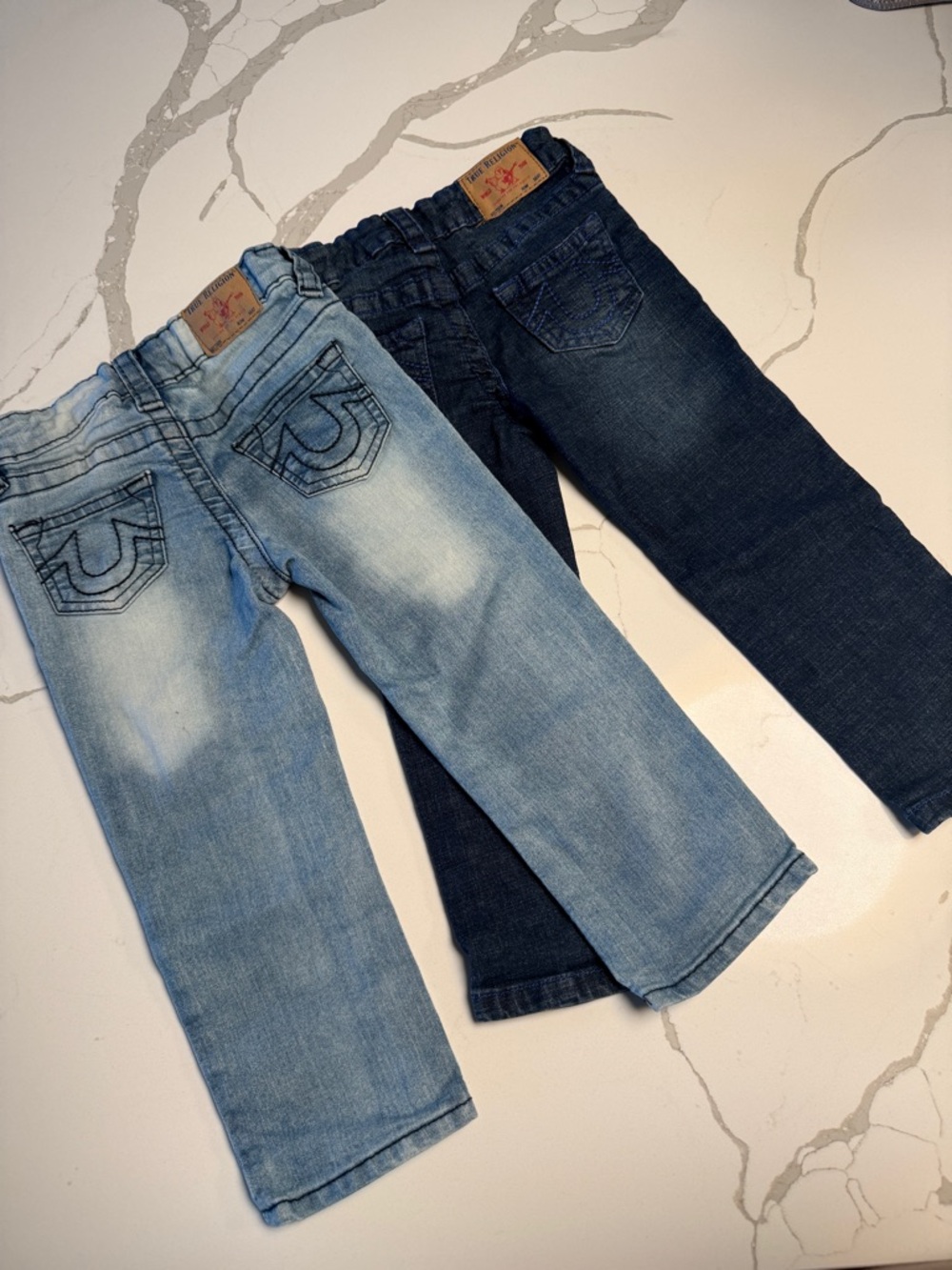 True Religion Jeans Geno Relaxed Slim Toddler Denim 3T Light & Dark Wash Bundle